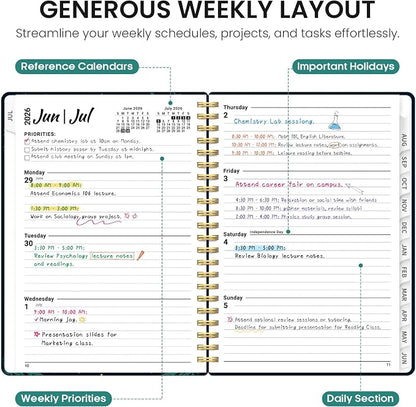 Academic Planner 2026-2027, Jul 2026-Jun 2027 Monthly & Weekly Planner