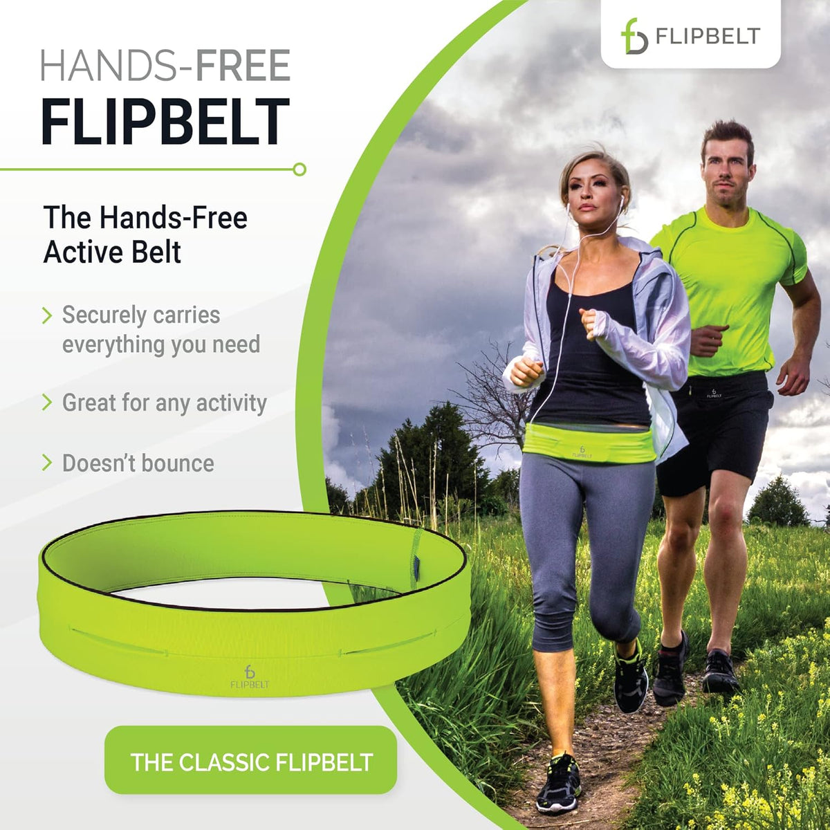 FlipBelt Classic Running Belt, Running Fanny Pack for Women and Men, USA Company