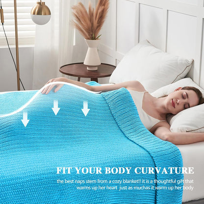 L'AGRATY Knitted Weighted Blanket - 48"x72" 15lbs Cooling Chunky Knit Heavy Blanket for Adults Braided Crochet Throw Thick Cable Yarn Knit Decorative No Beads Evenly Weighted Machine Washable