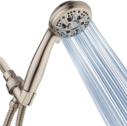 AquaDance For California High Pressure 6-Setting Full Brushed Nickel Face Handheld Shower with Hose for Ultimate Shower Experience! Officially Tested to Meet Strict US Quality & Performance Standards!