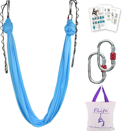 F.Life Aerial Silk Yoga Hammock & Swing for yoga Inversion,Strength training,starter hardware kit