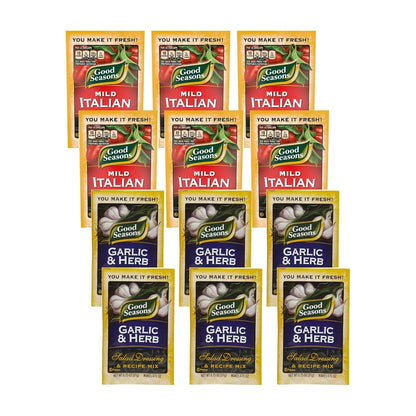 Good Seasons Garlic & Herb Dressing & Recipe Mix (6 CT) + Mild Italian Dressing and Recipe Mix (6 CT) (Variety Pack)
