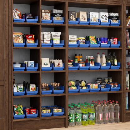 Akro-Mils 30130 Plastic Shelf Bins, Heavy Duty Storage Bins for Garage, Closet, and Drawer Organization, 12-Inch x 6-1/2-Inch x 4-Inch, Blue, 12-Pack