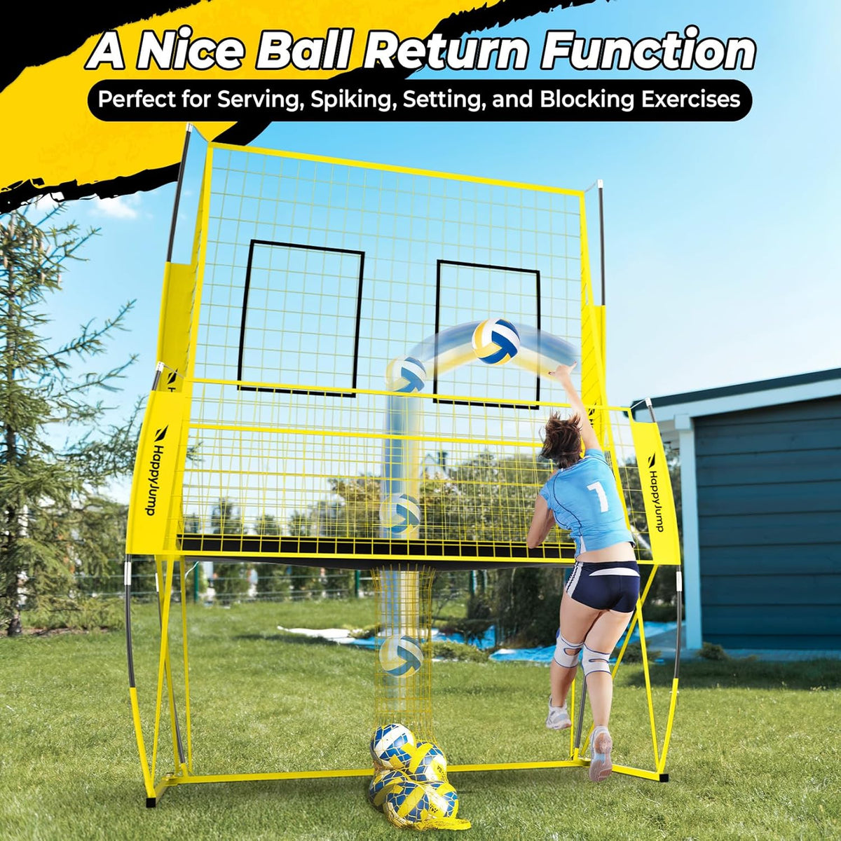 Adjustable Volleyball Training Net Equipment System 8x11 FT with Volleyball Practice for Adult Backyard Indoor Outdoor