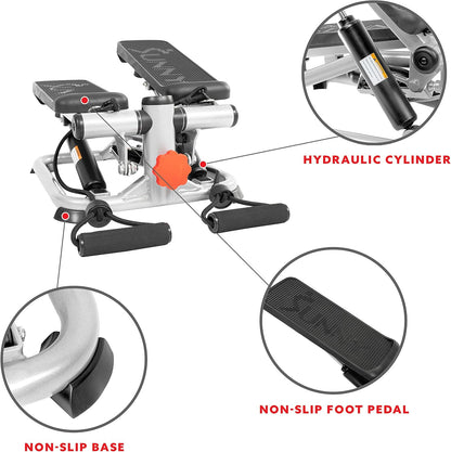 Sunny Health & Fitness Mini Steppers for Exercise at Home, Stair Step Workout Machine, Full Body Cardio Equipment, with Optional Free SunnyFit App Connection and Resistance Band