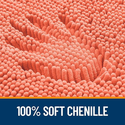 OLANLY Large Bathroom Rugs 45x27, Extra Soft Absorbent Chenille Bath Rugs, Rubber Backing Quick Dry, Machine Washable Bath Mats for Bathroom Floor, Tub and Shower, Home Decor Accessories, Coral