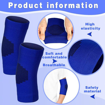 Lenwen 4 Pairs Kids Elbow Brace Compression Arm Elbow Sleeve Knit Guard Gym Protectors for Boys Teen Children Girls Basketball Volleyball Tennis Cycling (5-10 Years,Black, White, Blue, Gray)