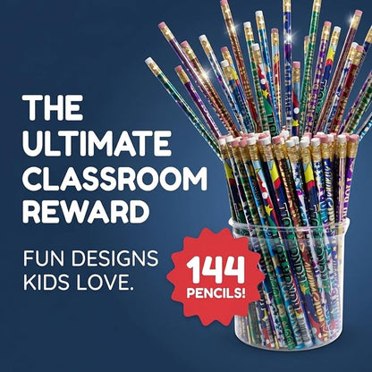 Anderson's Honor Roll Pencil Tub, Fun & Colorful Pencils, Perfect for School Supplies, Classroom Rewards, Creative Writing, Party Favors, and Motivational Gifts, Set of 144