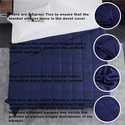 L'AGRATY Weighted Blanket - 60"x80" 25lbs Cooling Breathable Heavy Blanket Microfiber Material with Glass Beads for Adult All-Season Summer Fall Winter Soft Thick Comfort