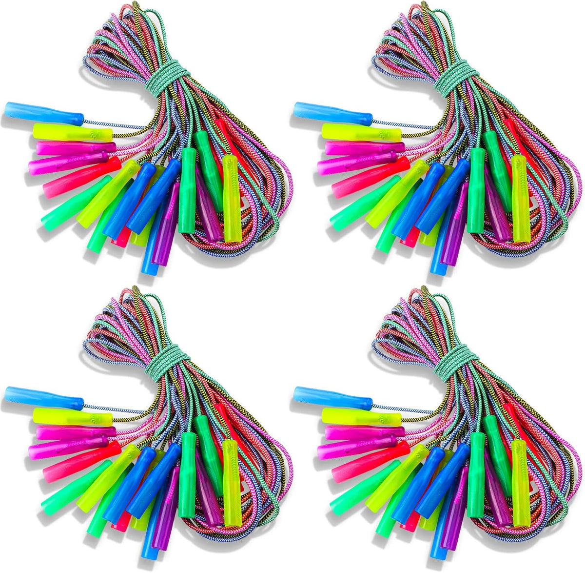 Honoson 50 Pcs Rainbow Jump Rope Bulk Gift for Kids 7.8ft Nylon Stripe Ropes with Handle Adjustable Colorful Party Favor Christmas Item Gift Outdoor Exercise Fitness (Multicolor)