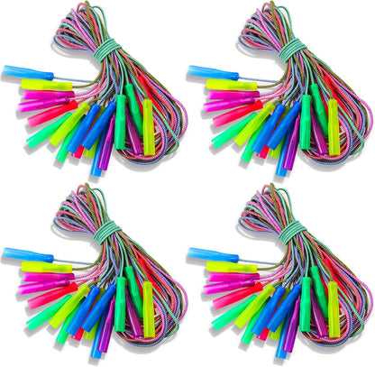 Honoson 50 Pcs Rainbow Jump Rope Bulk Gift for Kids 7.8ft Nylon Stripe Ropes with Handle Adjustable Colorful Party Favor Christmas Item Gift Outdoor Exercise Fitness (Multicolor)