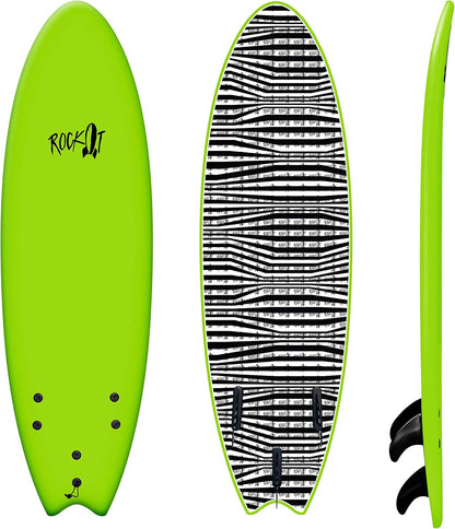 Rock-It 6' Albert Performance Fish Soft Top Surfboard Surf Board, Foam Surfboard, Kids Surfboard, Adult Surfboard, Tabla De Surf, Beginner Surfboard