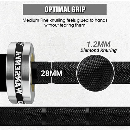 7FT Olympic Barbell 45lb,28MM 2 Inch Olympic Bar for No. 45 Steel,Olympic Weight Bars for Lifting,CrossFit,Bench Press,Deadlift,Squats,Strength Training bars