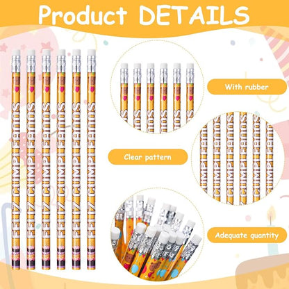 Tenceur 100 Pcs Feliz Cumpleanos Pencils Spanish Happy Birthday Pencils with Top Erasers Writing Materials Gifts for Birthday Party Supplies Reward Favors