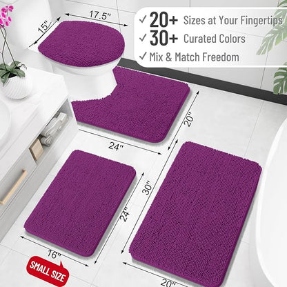 OLANLY Large Bathroom Rugs 45x27, Extra Soft Absorbent Chenille Bath Rugs, Rubber Backing Quick Dry, Machine Washable Bath Mats for Bathroom Floor, Tub and Shower, Home Decor Accessories, Purple