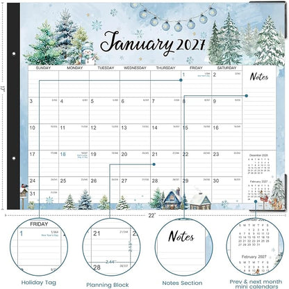 2027 Desk Calendar - 12 Month Large Desk Calendar 2027, 22" x 17"