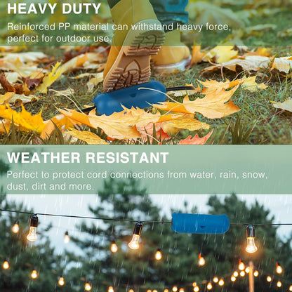 Flemoon [3 Pack] Outdoor Extension Cord Cover, IP44 Waterproof Box and Safety Housing Case, Ideal to Protect Outdoor Plugs, Electrical Connections, Holiday Decoration Lights, Size Small, Blue
