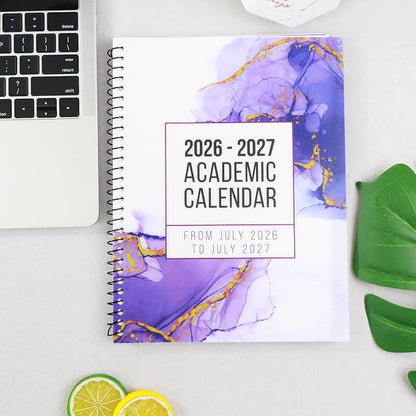 RE-FOCUS THE CREATIVE OFFICE, 2026-2027 Academic Calendar, Monthly and Weekly Views with Time Slots, To-Do List (Purple)