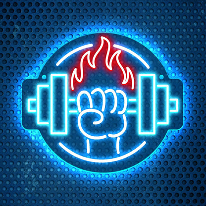 Gym Led Neon Sign- Gym Neon Light Dumbbell Sign for Home Gym Fitness Club Boy's Room Sports Room Decor Neon Light Fitness Club Neon Signs for Wall Art Birthday Gift 5V(13 * 11.81 Inch)