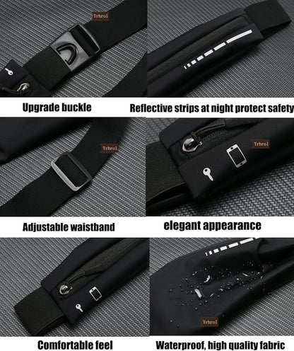 2 Pack Running Belt Slim Pack for Women Men, Phone Holder Runners Pouch Waist Belt for Workout Jogging, Money Belt Running Gift Gear Accessories, Black, One Size, Fashion (Black)