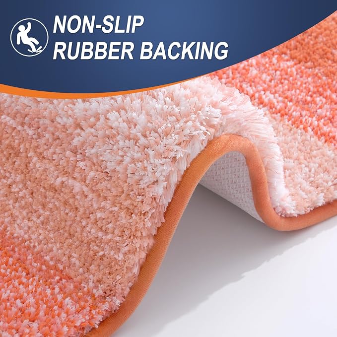OLANLY Bathroom Runner Rugs Mat 47x20, Extra Soft Absorbent Microfiber Bath Rugs, Rubber Backing, Quick Dry, Washable Long Bath Mats for Bathroom Floor, Tub and Shower, Home Decor Accessories, Coral