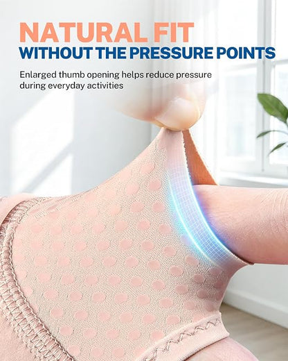 Wrist Brace with Soft-Touch Fabric, Breathable Compression Support | Mild Carpal Tunnel Support , Adjustable Compression Wrist Wrap , Enlarged Thumb Opening , Typing, Office Work & Daily Wear