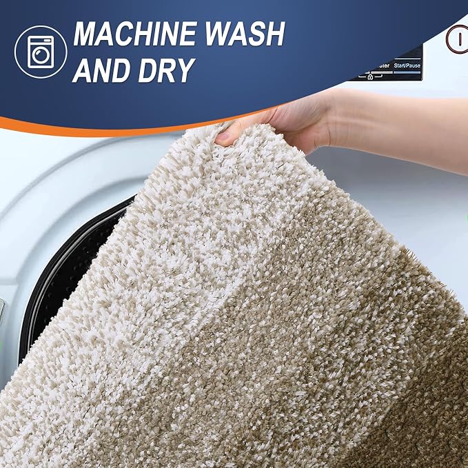 OLANLY Bathroom Runner Rugs Mat 44x24, Extra Soft Absorbent Microfiber Bath Rugs, Rubber Backing, Quick Dry, Washable Long Bath Mats for Bathroom Floor, Tub and Shower, Home Decor Accessories, Coffee