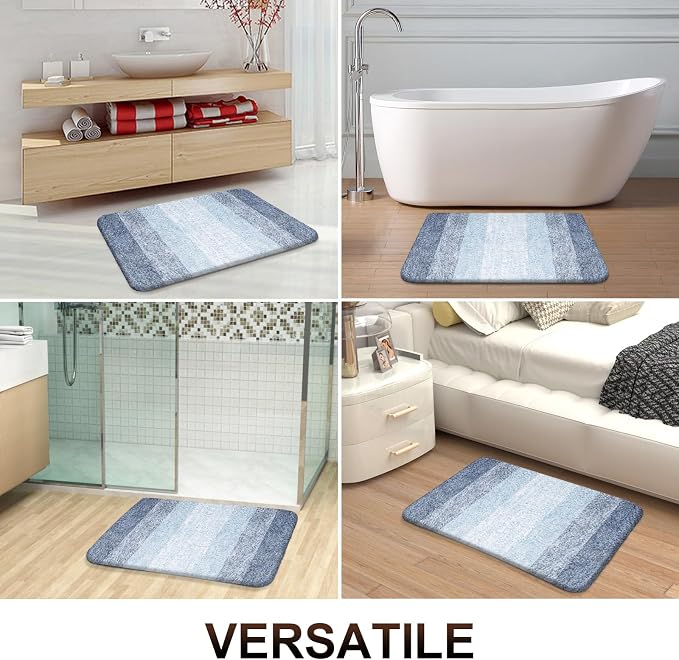OLANLY Large Bathroom Rugs Mat 45x27, Extra Soft Absorbent Microfiber Bath Rugs, Rubber Backing, Quick Dry, Machine Washable Bath Mats for Bathroom Floor, Tub and Shower, Home Decor Accessories, Blue