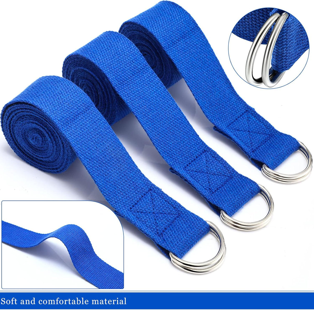 6 Pcs Yoga Strap for Stretching 8 Ft Yoga Exercise Adjustable Straps Bands with Safe Adjustable D Ring Buckle for Pilates Gym Workouts Fitness Improves Sitting Posture