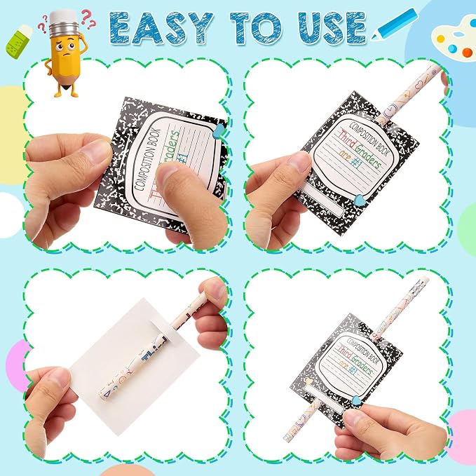 Tenceur 48 Set Back to School 3rd Graders Pencils & Cards Gifts Bulk