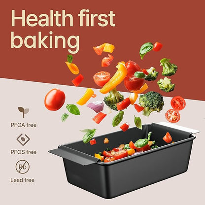 Meatloaf Pan with Drain Tray, 9.84 x 5.71" Nonstick Loaf Pan with Perforated Insert Tray, Durable Carbon Steel, PFOA, PFOS, BPA, and PTFE Free, Oven Safe to 450°F, Easy-Grip Handles, Dishwasher Safe