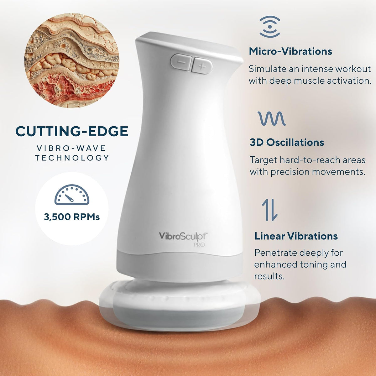 Vibro Sculpt PRO Anti-Cellulite Body Sculptor for Lymphatic Drainage - Micro Vibration Technology - Wireless & Lightweight Ergonomic Massage Gun for Women – Built for Toning & Smoother-Looking Skin