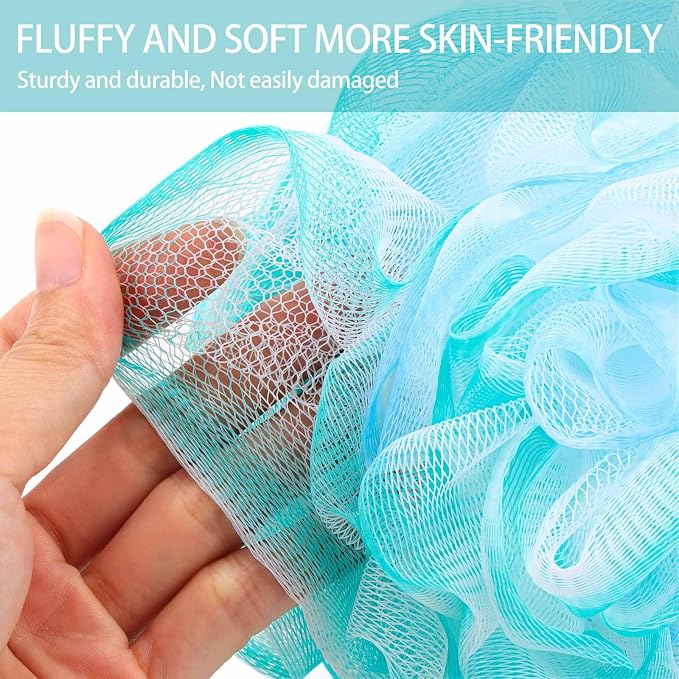 BTYMS 75g/Pc Large Loofahs Shower Sponge, Exfoliating Body Scrubber Shower Scrunchies Mesh Pouf Bath Sponges - Pack of 6