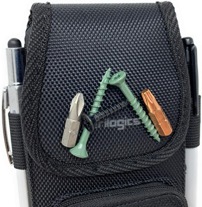 Perilogics Phone Holster with Magnetic Cover, Belt Clip Pouch Fits iPhone 17 Pro Max, 16 Pro Max, 16 Plus and Other Pro Max/Plus Models with Case Installed, with Zipper Storage & Card Pocket