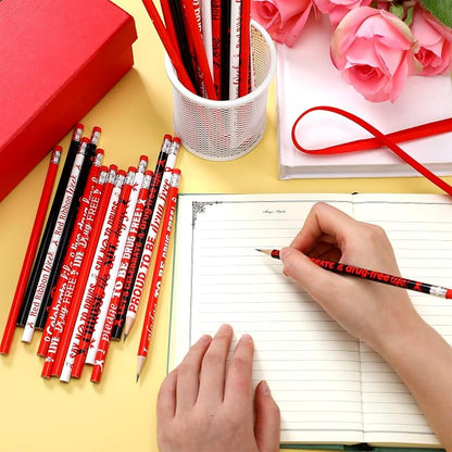 Tenceur 240 Pcs Red Ribbon Week Pencils Awareness Month Supplies 12 Designs Drug Free with Erasers for Teacher Office Volunteer Fundraising Charity Activity