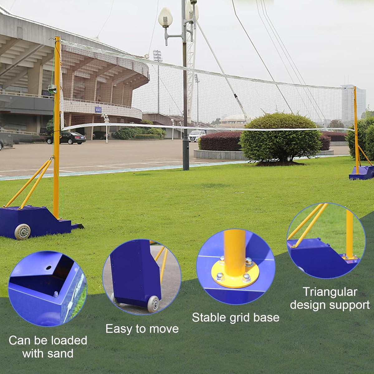 Volleyball Net Outdoor, Portable Volleyball Net Pole for Backyard, Badminton Net Set for Tennis with Wheels, Carry Bag,Volleybal/Badminton Poles & Net with Base Outdoor Training