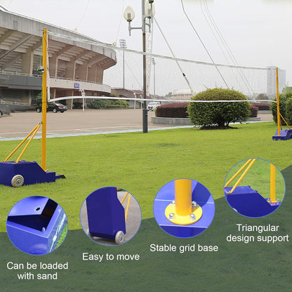 Volleyball Net Outdoor, Portable Volleyball Net Pole for Backyard, Badminton Net Set for Tennis with Wheels, Carry Bag,Volleybal/Badminton Poles & Net with Base Outdoor Training