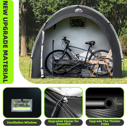Happy Travel Bike Storage Tent Shed, Outdoor Waterproof Bicycle Covers Shelter with Window for 2/3/4/6 Bikes,Oversized Outside Portable Sheds for Lawn Mower,Garden Tools
