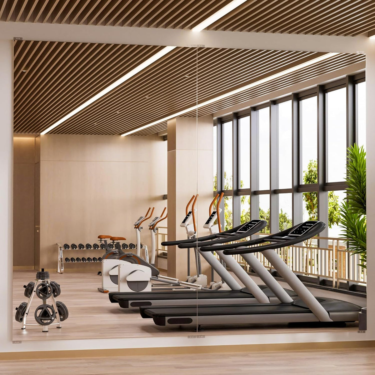 2PCS 75" X 47" Gym Mirror - Full Length Wall Mirror for Gyms, Dance Studios, Home and Yoga - Easy Installation, Ultra Light Shatterproof Nano Miorror Reduces 60% Commercial Insurance Costs, 5LB Each