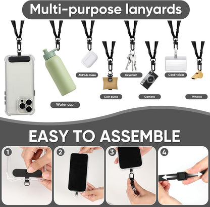 Cell Phone Strap Adjustable Wrist Strap Crossbody Cellphone Holder Extra Long Phone Lanyard Wrist Lanyard (Black)