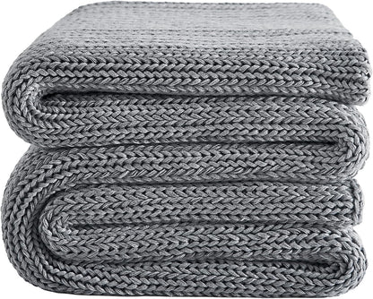 L'AGRATY Knitted Weighted Blanket - 48"x72" 20lbs Cooling Chunky Knit Heavy Blanket for Adults Braided Crochet Throw Thick Cable Yarn Knit Decorative No Beads Evenly Weighted Machine Washable