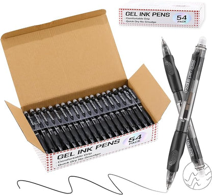 USUAL 54 Black Retractable Erasable Gel Pens Clicker, Fine Point(0.5mm), Make Mistakes Disappear, Premium Comfort Grip, Black Ink for Planners,Smooth Writing Pen Office Back-to-School Supplies