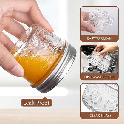 Amzcku 4 oz Glass Mason Jars with Regular Mouth Lids - 24-Pack Glass Canning Jars for Storage, Overnight Oats, Jam, Jelly, Honey, Beans, Spices, Wedding Favors, Shower Favors