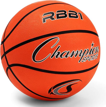 Champion Sports Rubber Basketballs – Durable Indoor & Outdoor Training & Recreational Game Balls, Multiple Sizes & Colors