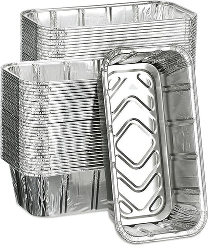 MOACOCK 50 Pack 2Lb Loaf Pans, 8.5" X 4.5" X 2.6" Foil Heavy Duty Disposable Aluminum Foil, Premium Bread Pans for Baking Homemade Cakes & Breads Holiday Treats Food Storage