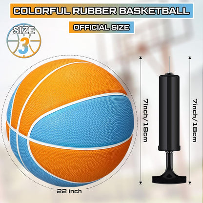 Wettarn 12 Pcs Mini Basketballs for Kids - Size 3 Colorful Rubber Basketball Bulk with Pump for Mini Hoop, Indoor Outdoor Practice, Game, Back to School Party, 7 Inch