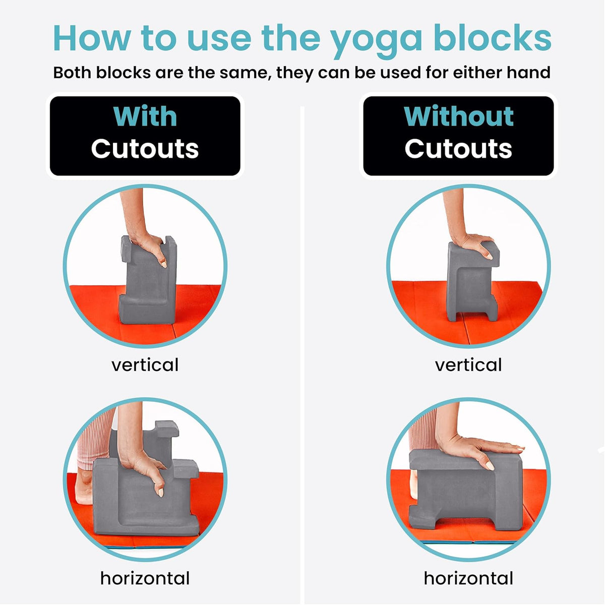 Ergo Yoga Blocks, Relieve Wrist Pain, Improve Comfort and Grip, Contoured Design, Pilates Exercise Balance & Stretching