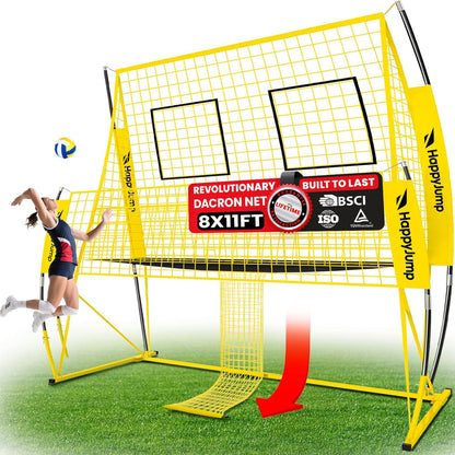 Adjustable Volleyball Training Net Equipment System 8x11 FT with Volleyball Practice for Adult Backyard Indoor Outdoor