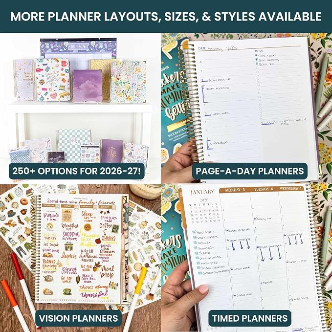 bloom daily planners 2026-2027 Planner (8.5” x 11") 13 Month Academic Year Organizer (July 2026 - July 2027) - Weekly & Monthly Agenda Book with Stickers & Tabs - Floral Fiesta