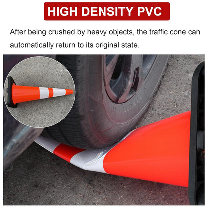 OrangeStar 4 Pack 28" Orange Traffic Cones, PVC Parking Construction Safety Cones w/Reflective Collars Heavy Duty Rubber Base for Driving Practice, Parking Lots and Roadwork